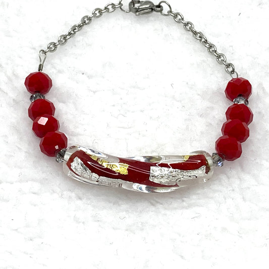 Candy Cane Murano Glass Bracelet