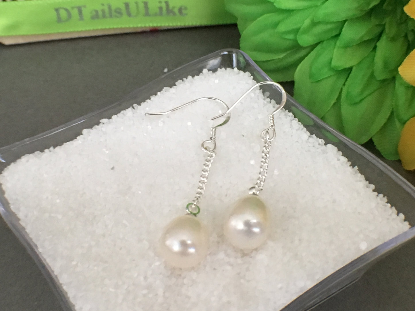 White Pearl Dangle  Earrings