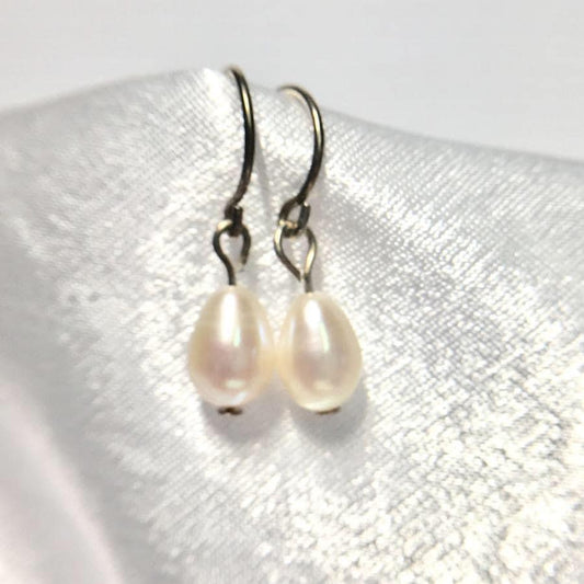 White Pearl Teardrop Earrings
