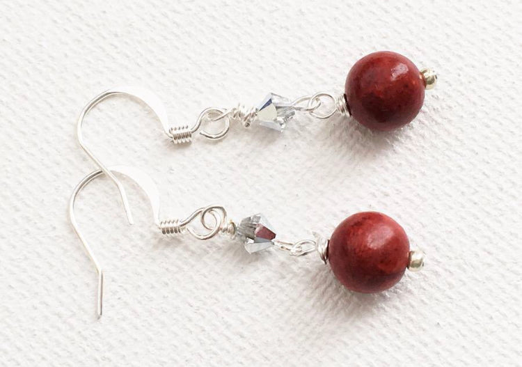 Sparkly Red Ball Earrings