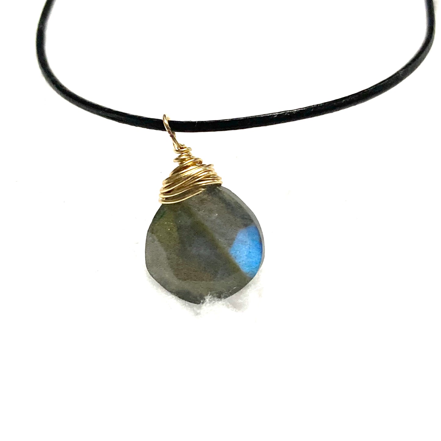 Labradorite and Leather Necklace