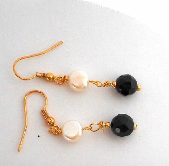 Onyx and Freshwater Pearl Earrings