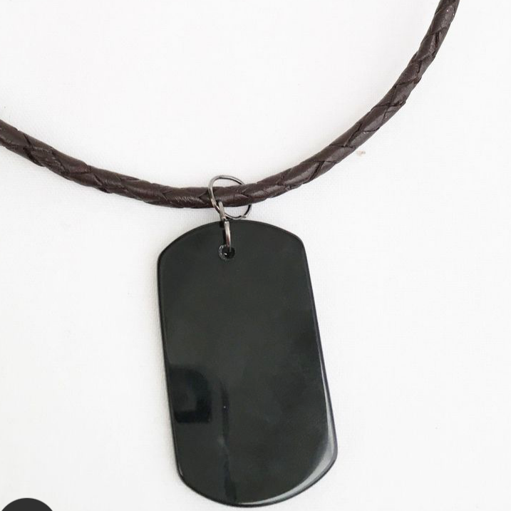 Onyx and leather necklace