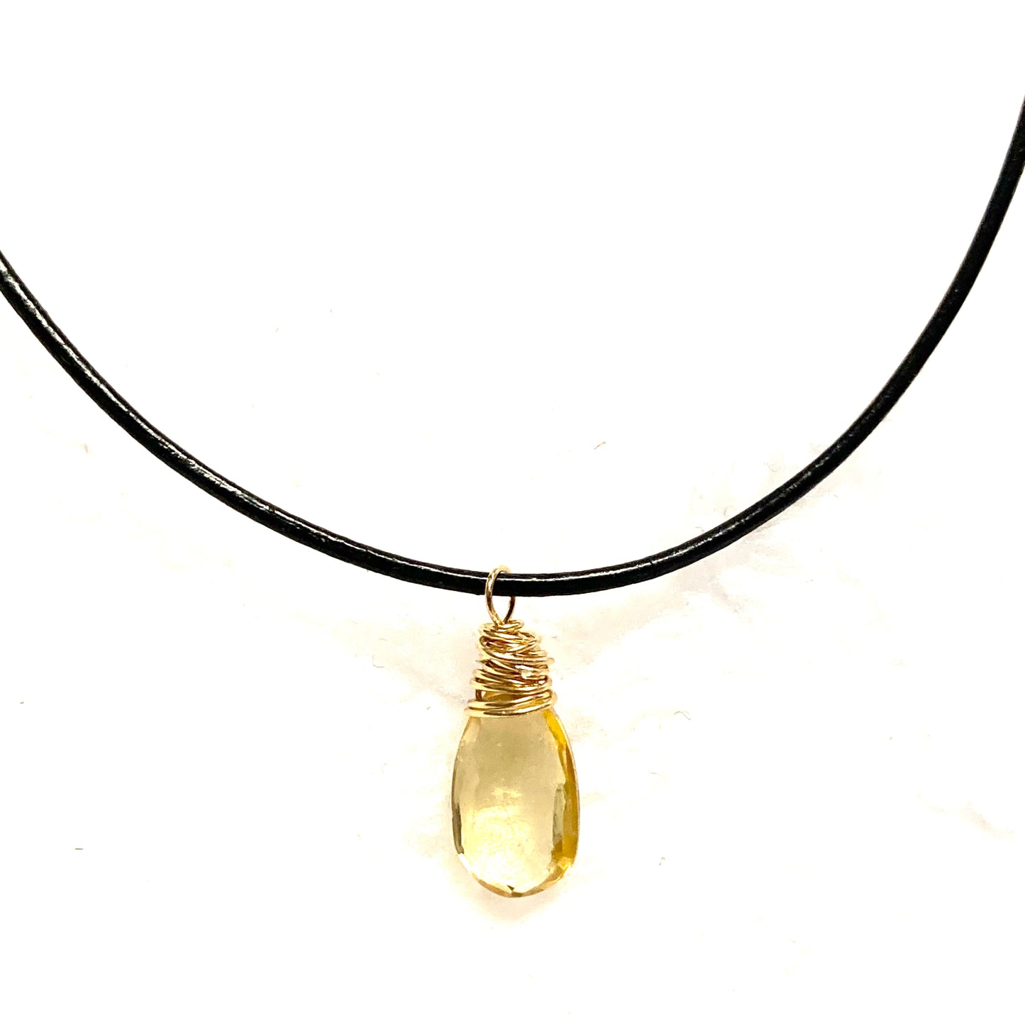 Citrine and Leather Necklace